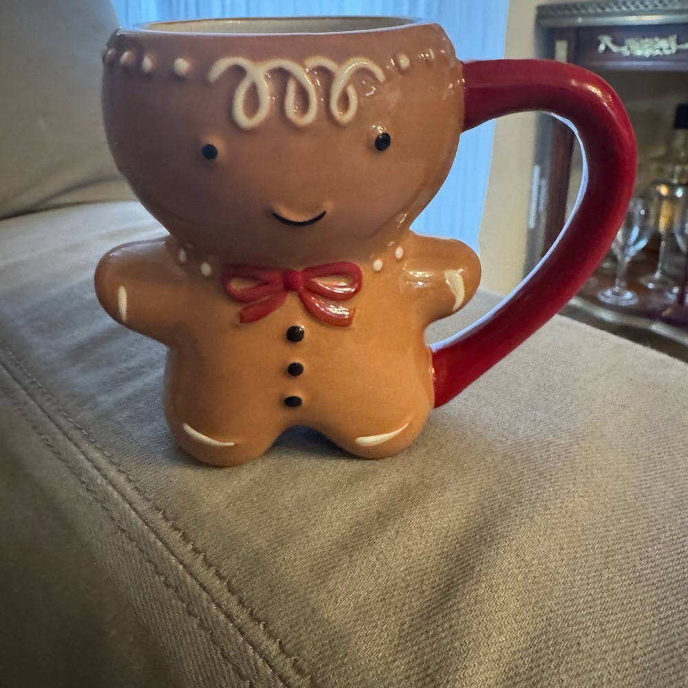 Gingerbread Man Mug with Red Handle